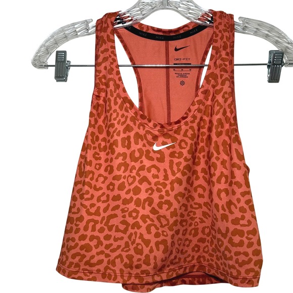 Nike Tops - Nike orange leopard print cropped tank women's medium active Athleisure workout